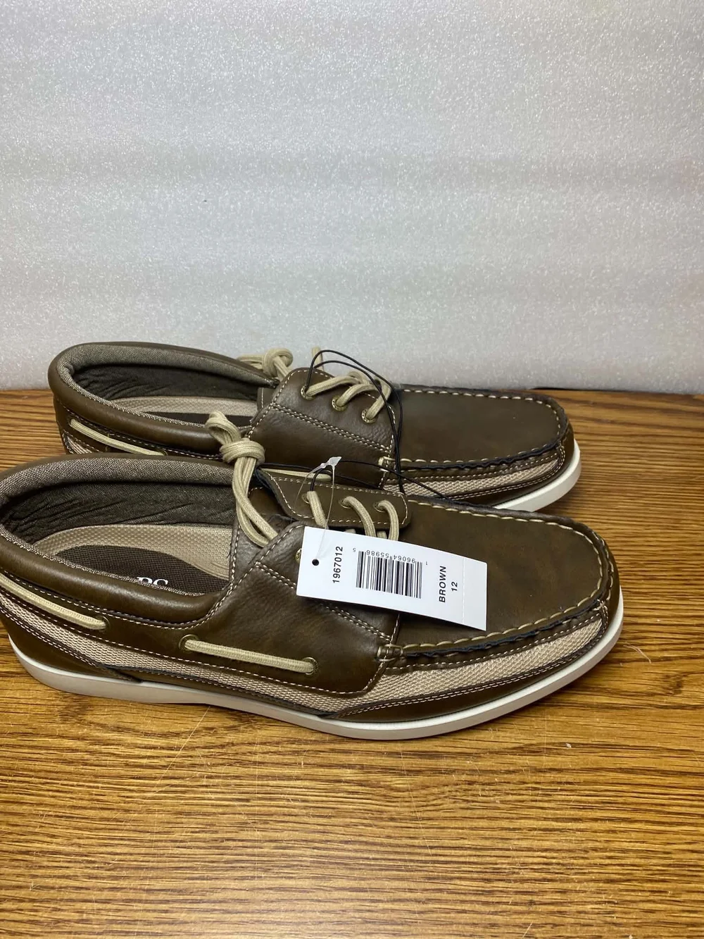 Chaps Mens Memory Foam Benny Boat Shoes Brown Size 12 Slip On Comfort Cushioned